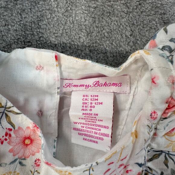 Tommy Bahama Floral Dress Girl 12 Months White Pink Tassel Trim Cottagecore - Picture 6 of 8